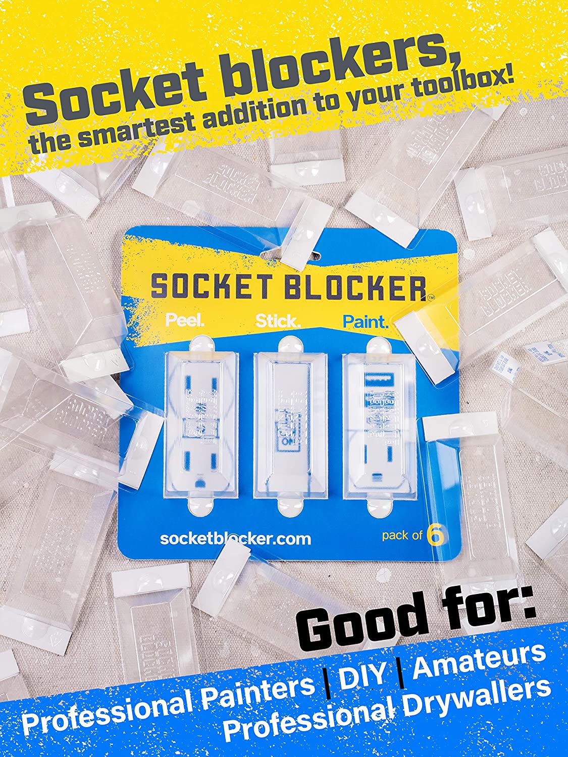 Socket Blocker 30Pack – The Smarter Outlet Cover for Drywall & Painting – Better Than Tape for Remodeling & DIY Projects